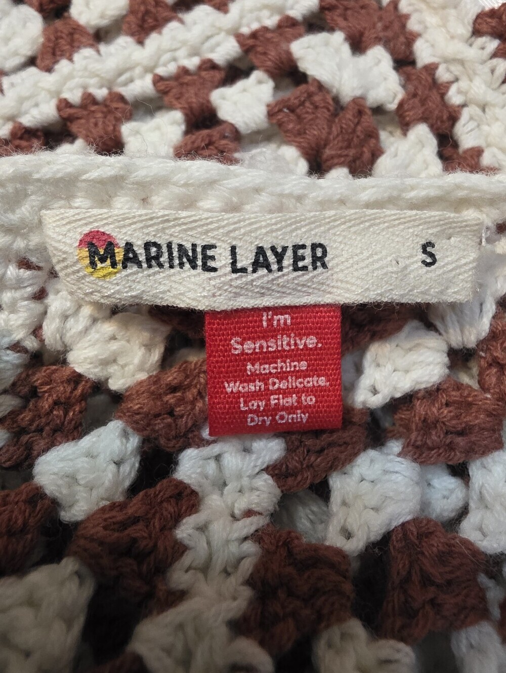 Marine Layer Cora Crochet Tank Top- Oversized Small - Picture 2 of 12